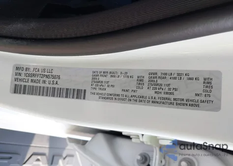 2023 Ram 1500 Big Horn 4X4 5'7 Box from USA, damaged, VIN 1C6SRFFT2PN575076